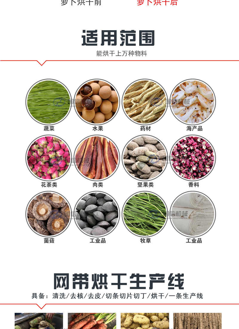 網帶烘干機適用范圍